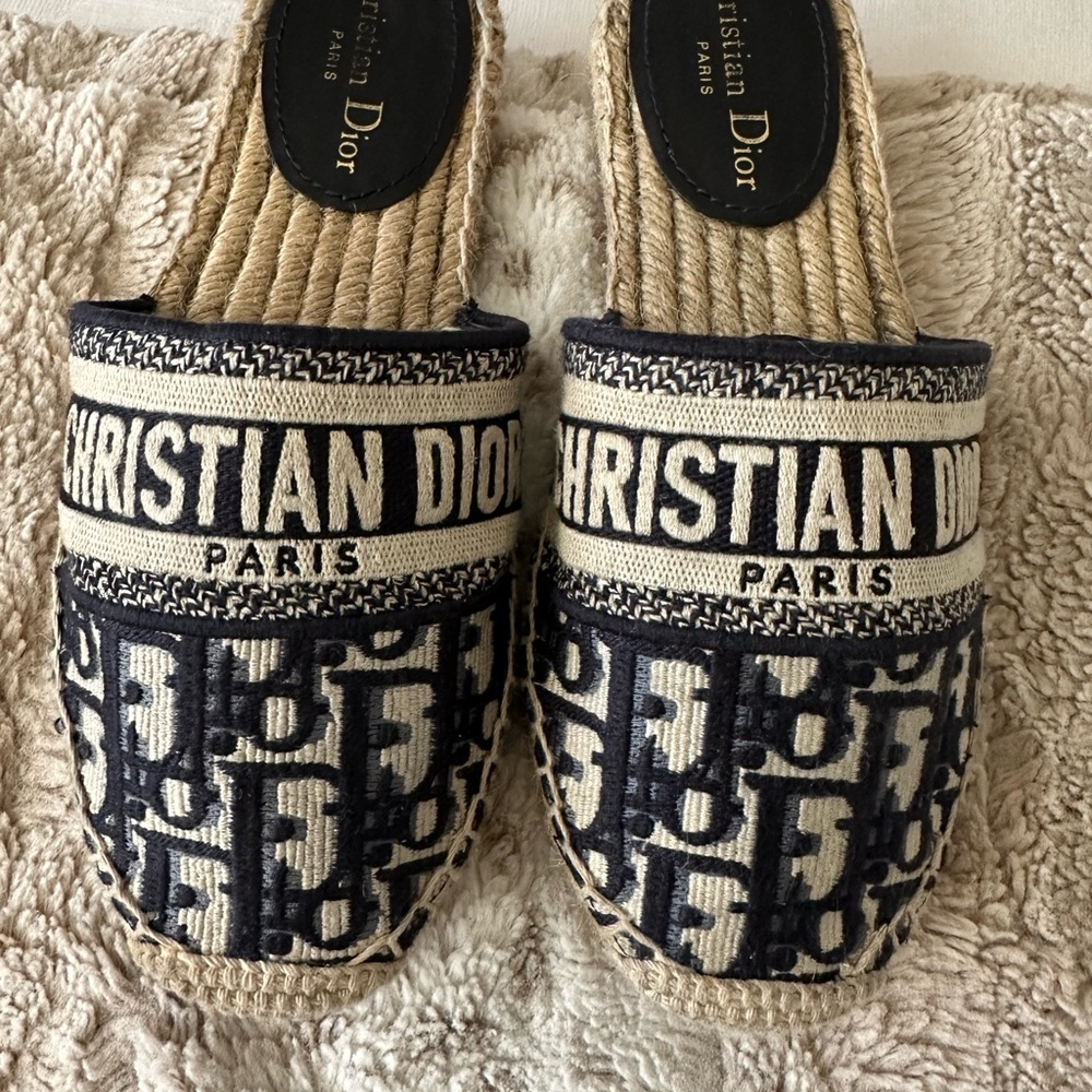 Christian Dior Navy and Cream Espadrilles